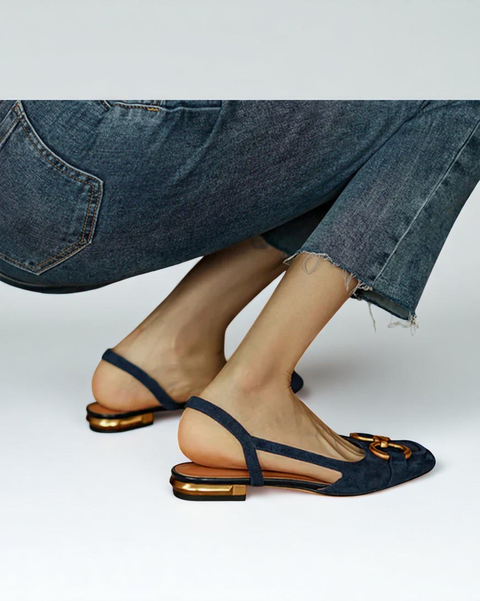 Serafina Elegante Mokassins mit Slingback und goldenen Details
