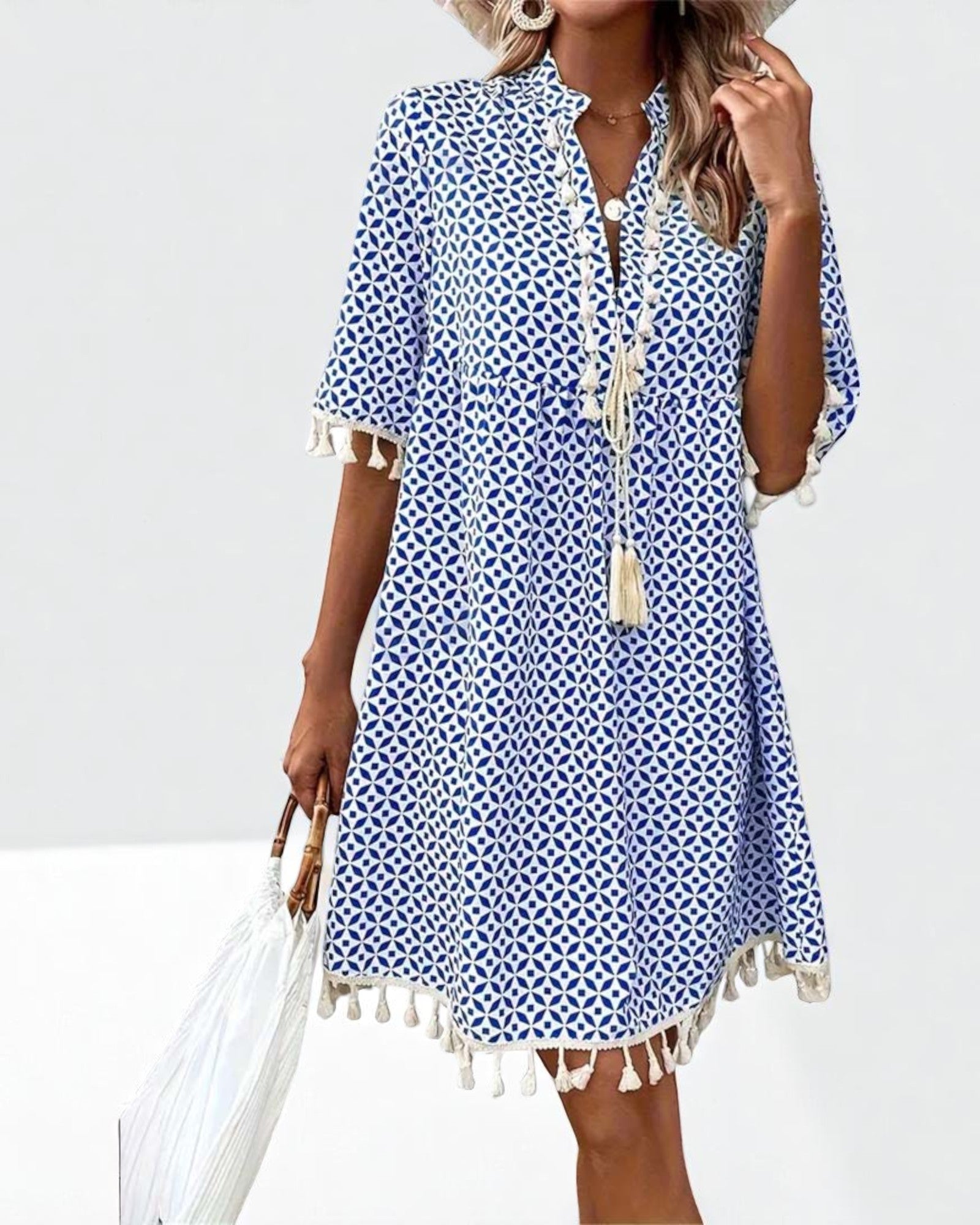 Olivia Leichte Sommerkleid im Boho-Stil mit geometrischem Muster