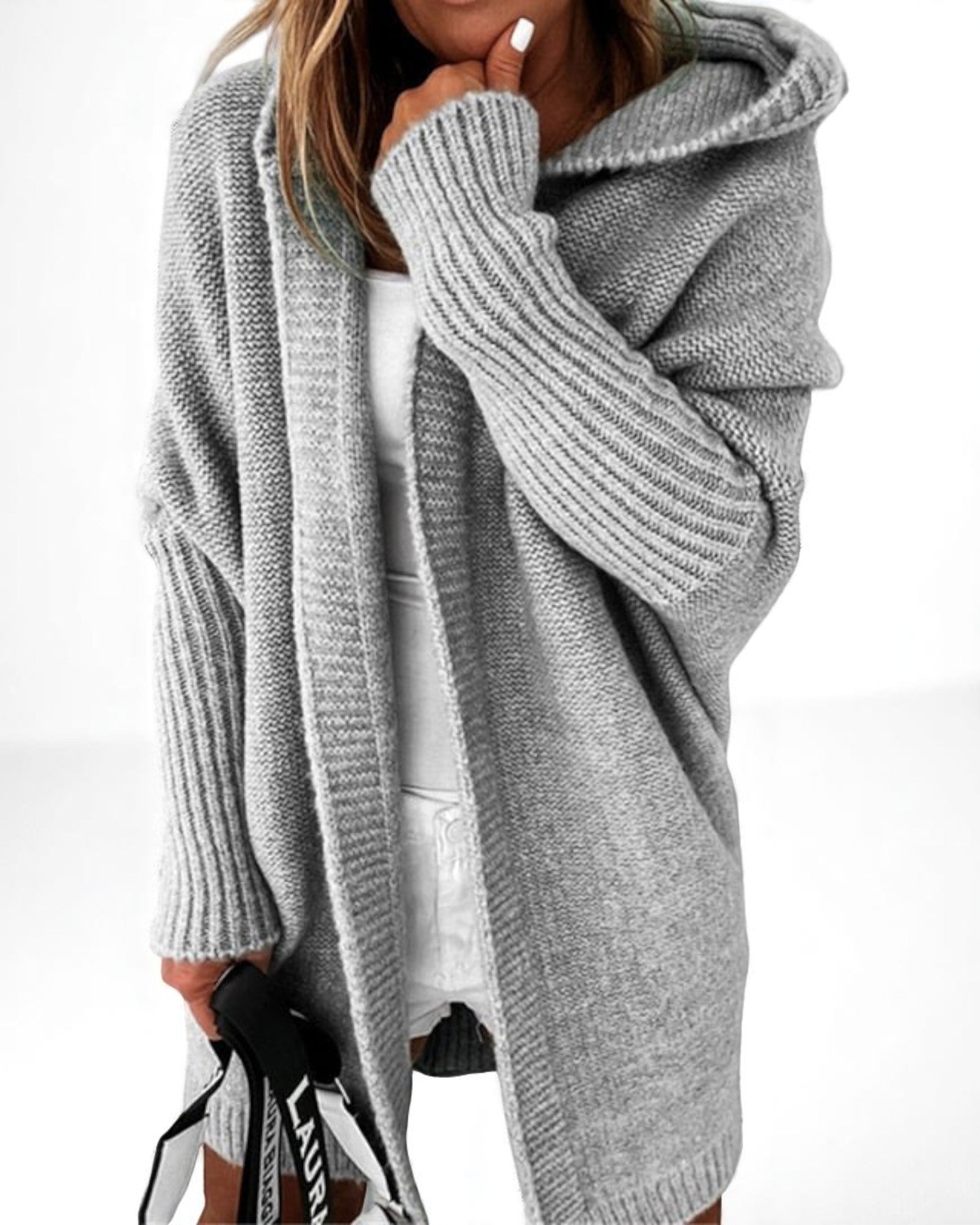Mirela Oversized Strickcardigan mit Kapuze