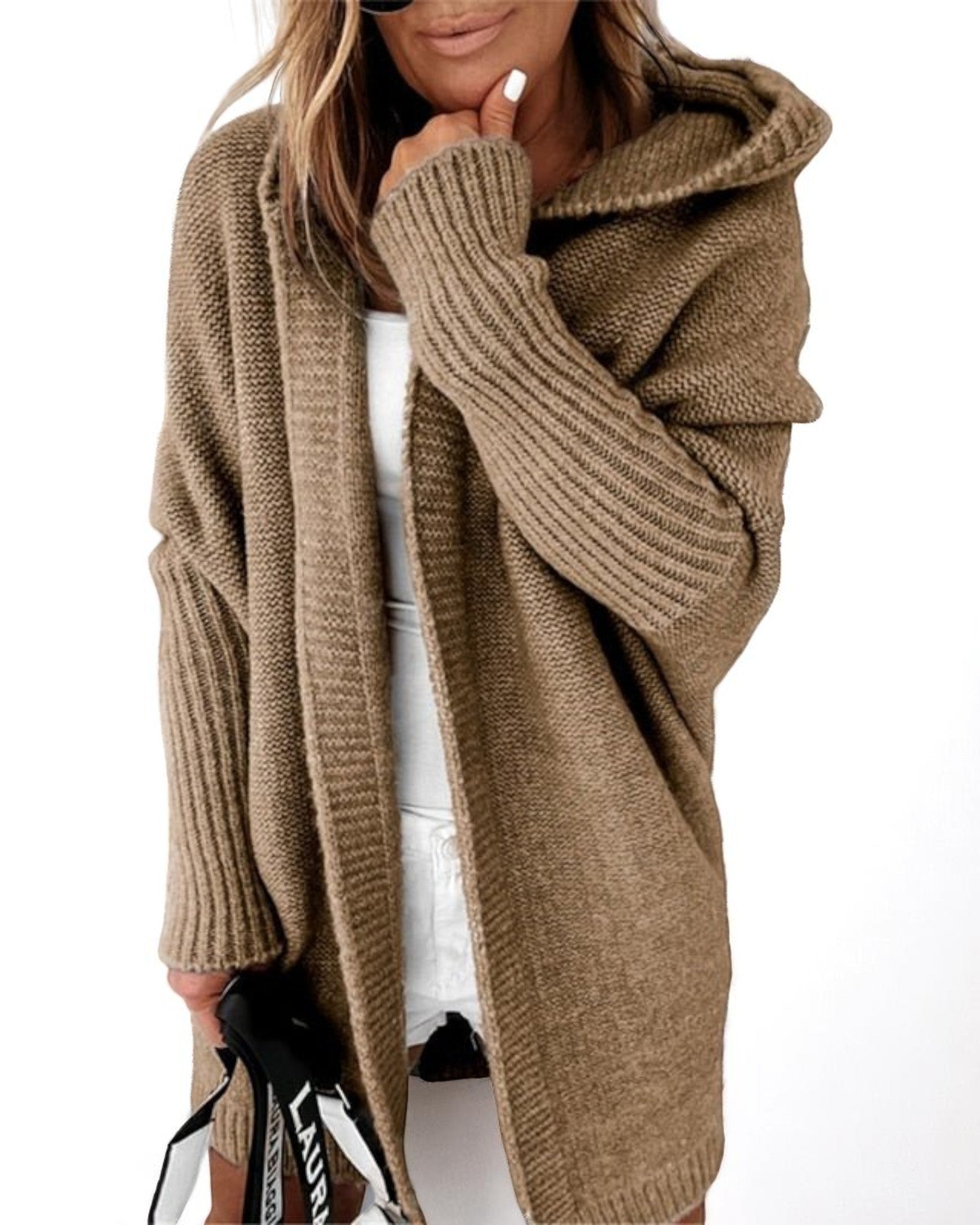 Mirela Oversized Strickcardigan mit Kapuze