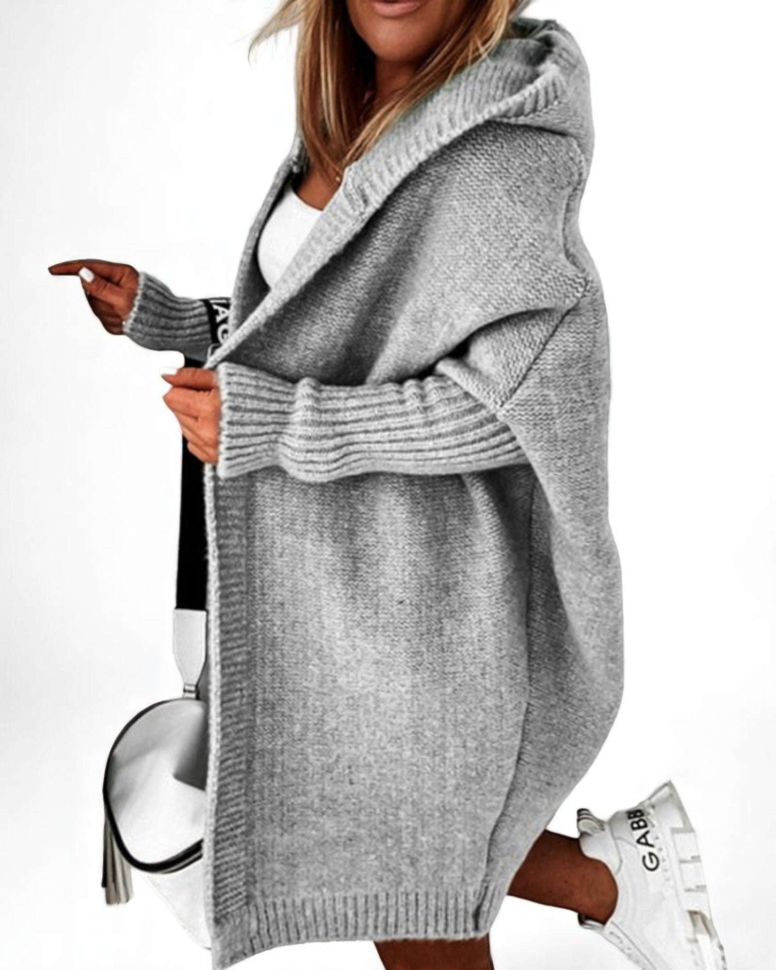 Mirela Oversized Strickcardigan mit Kapuze