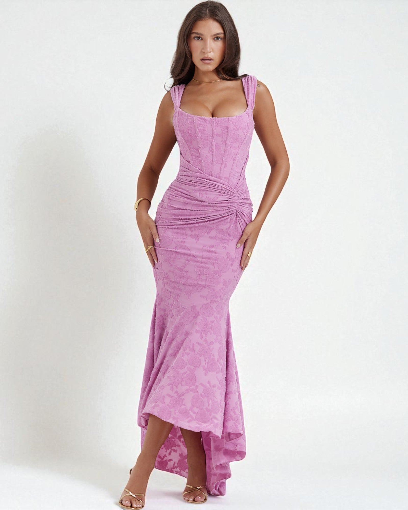 Celestina Elegantes Midikleid mit Korsett und floralem Design