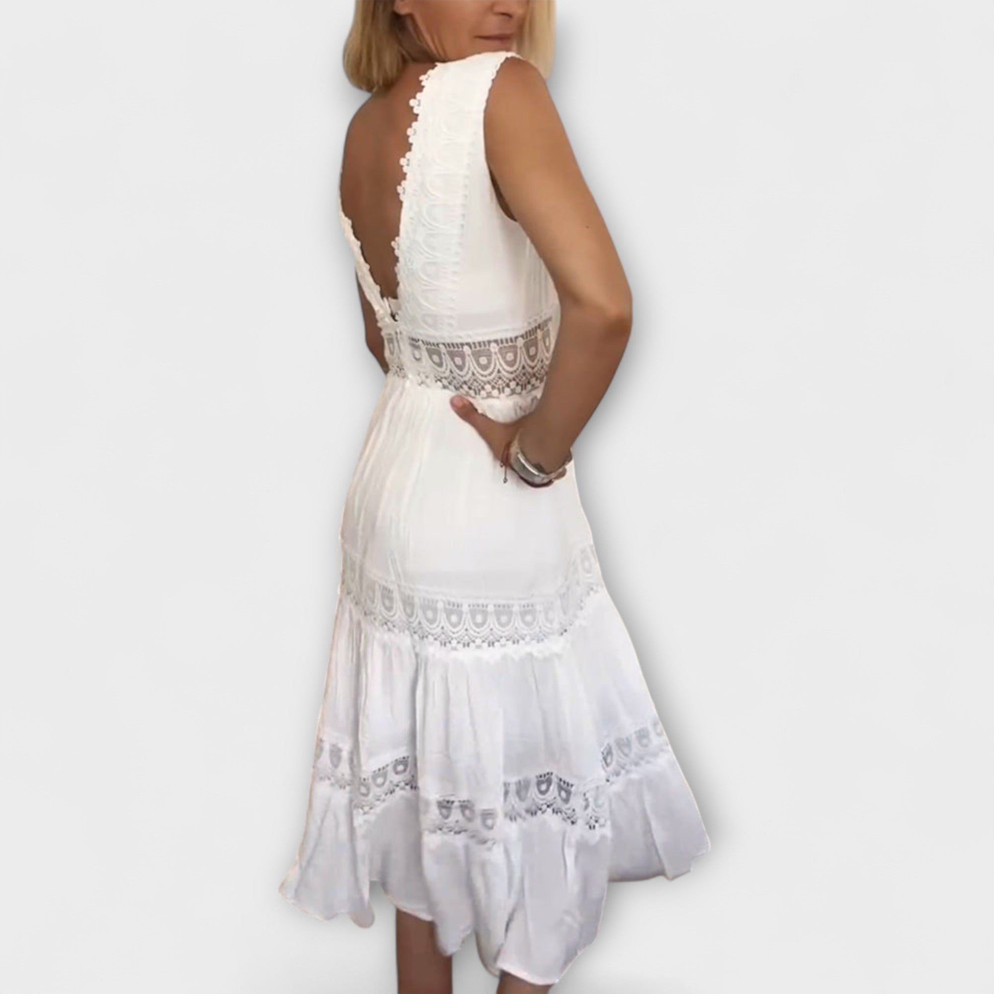 Daria-Elena Boho-Kleid aus weißer Spitze