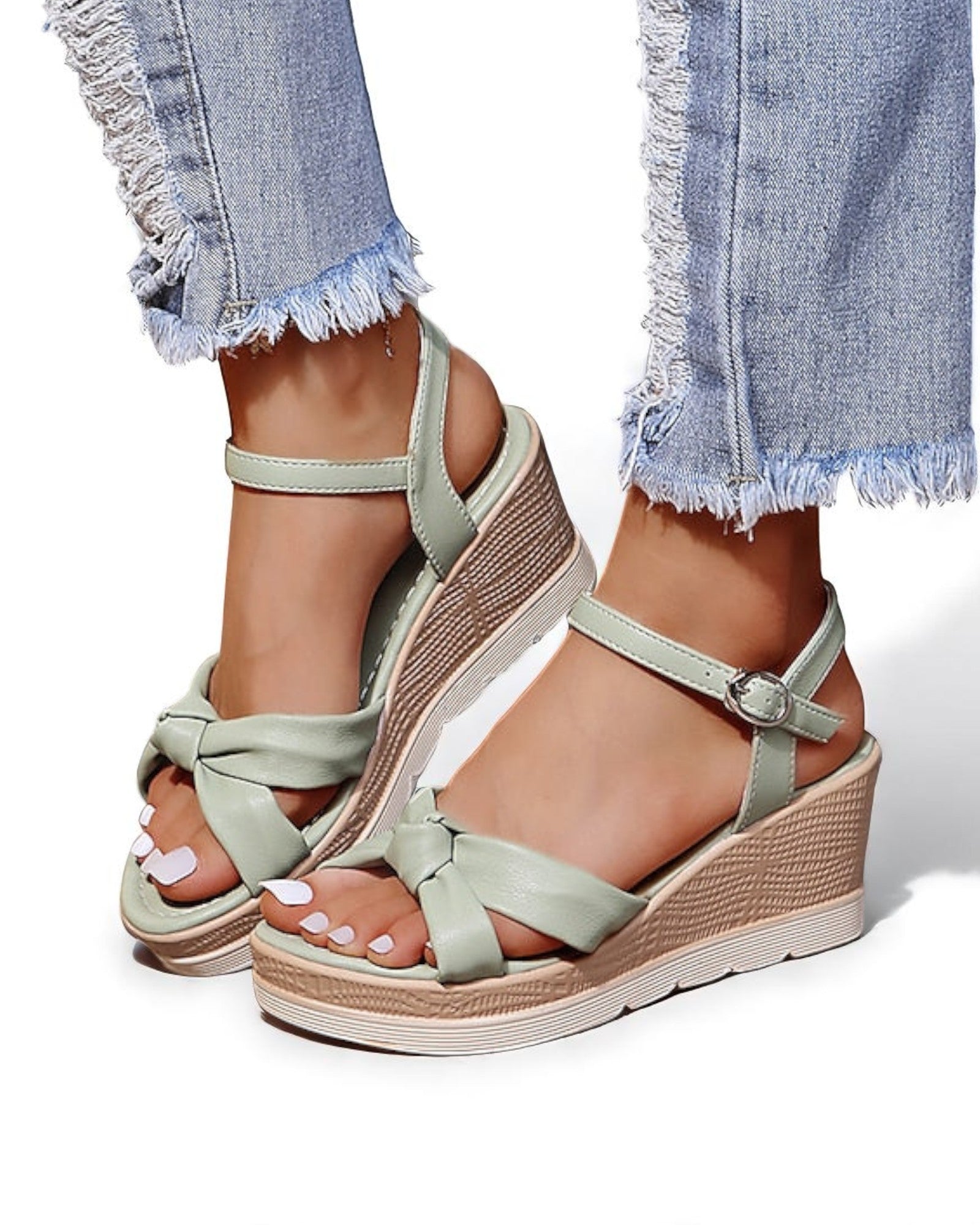 Paola Plattformsandalen mit gekreuzten Riemen