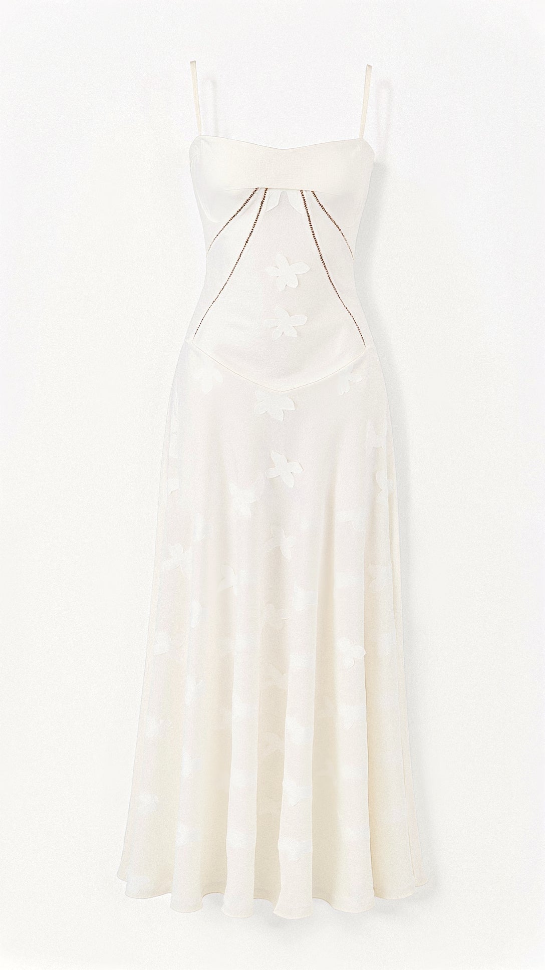 Garbiela Maxikleid mit feinen Trägern und floralen Details