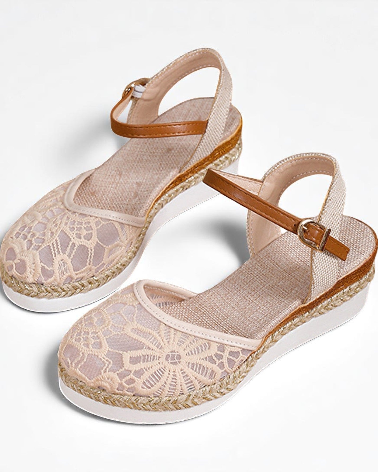 Nia Elegante Sandalen mit Plateau und Häkelspitze