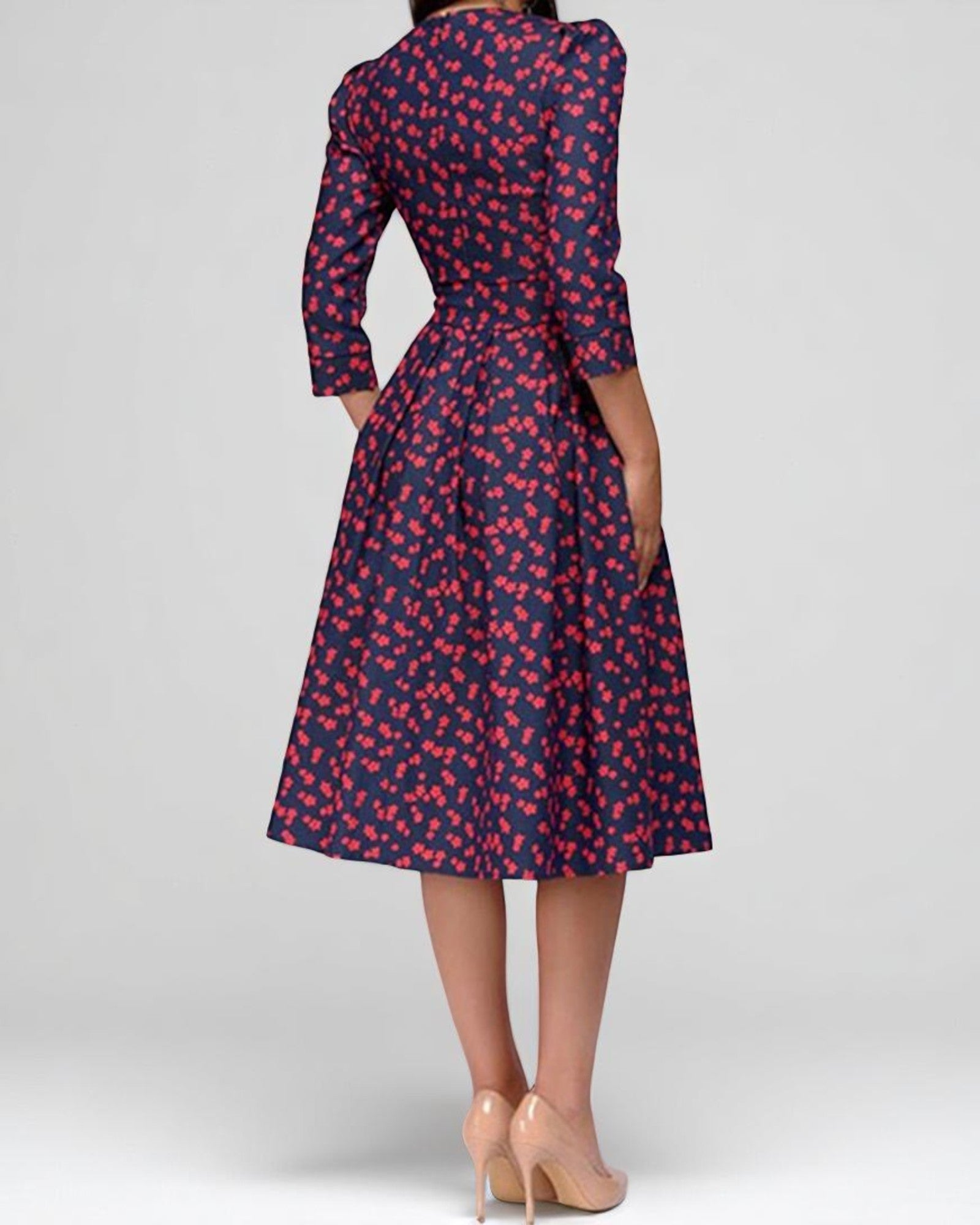 Priska Elegantes Midi-Kleid mit floralen Akzenten