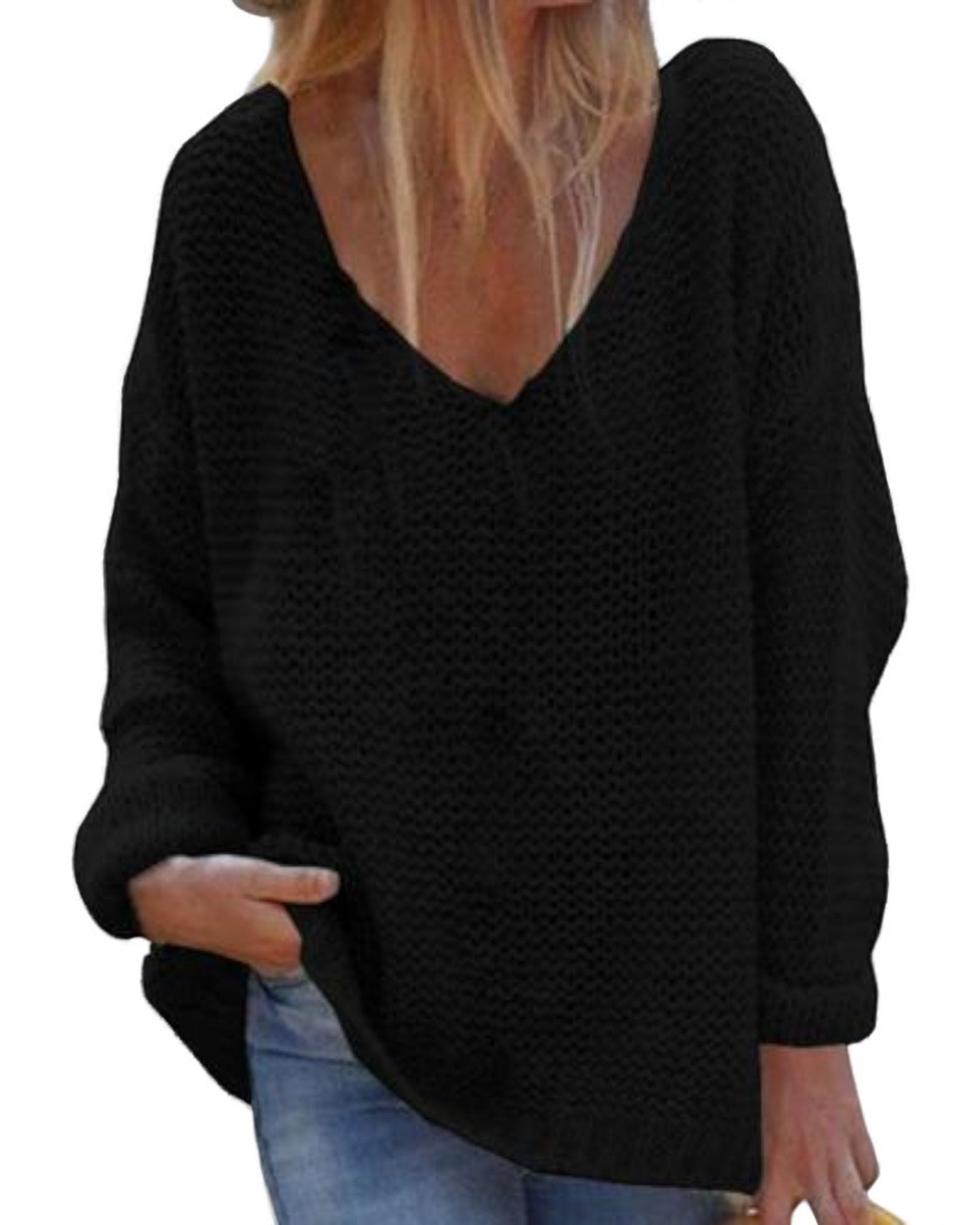 Milena Leichter Strickpullover mit V-Ausschnitt