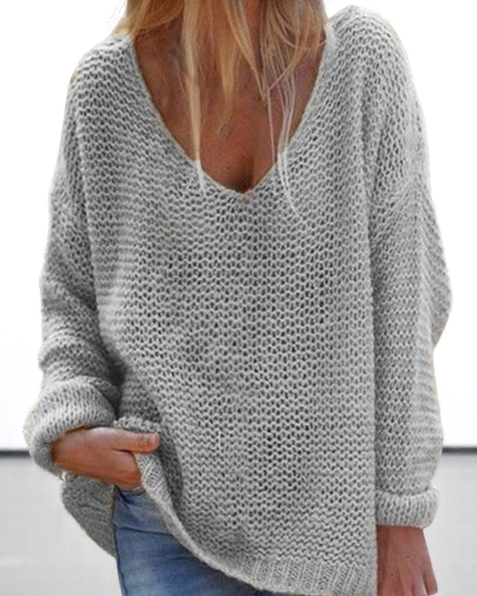 Milena Leichter Strickpullover mit V-Ausschnitt