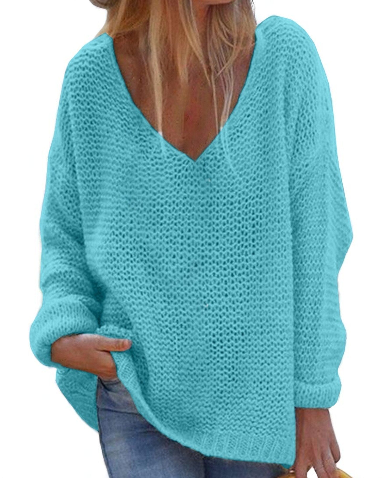 Milena Leichter Strickpullover mit V-Ausschnitt