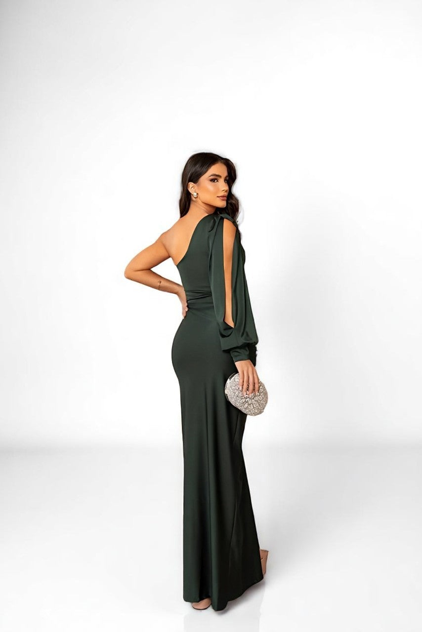 Misea Elegantes Maxikleid aus Satin mit einem Schulterträger