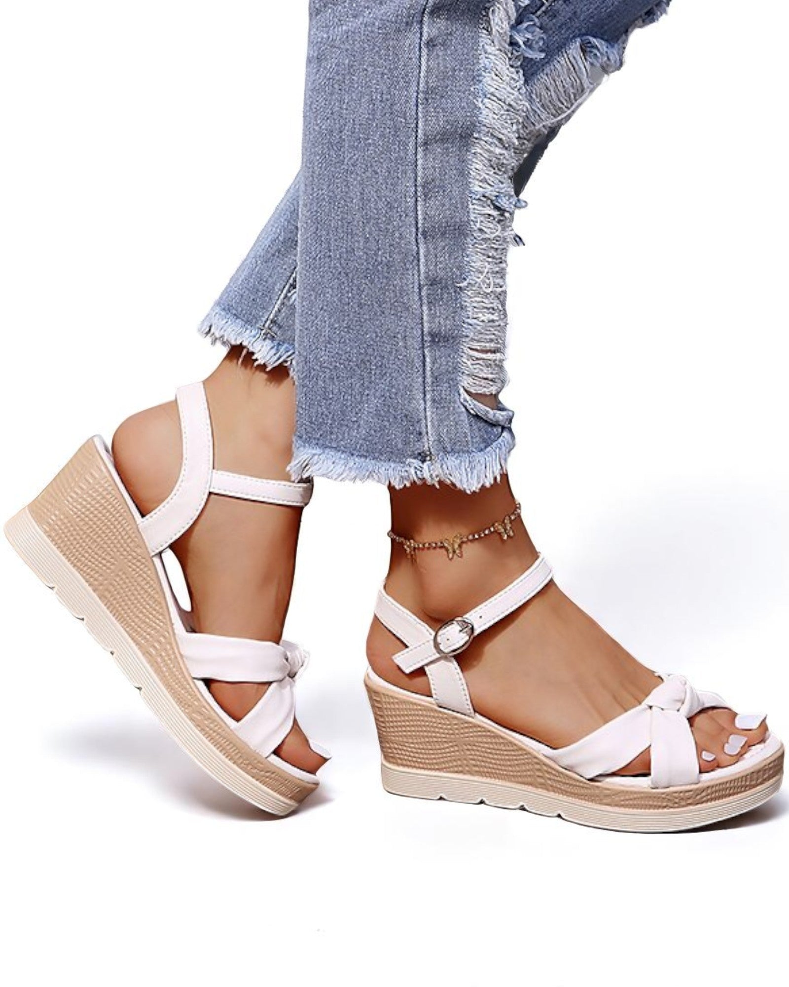 Paola Plattformsandalen mit gekreuzten Riemen